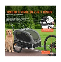 Ruie 2 in 1 Dog Bike Trailer and Pet Stroller for Pets up to 88 lbs