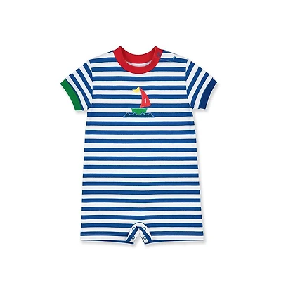 Florence Eiseman Baby Boy Stripe Knit Shortall With Sailboat