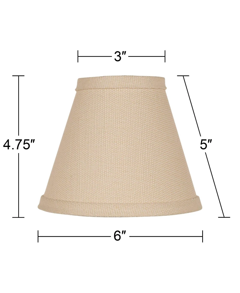 Springcrest Set of Empire Chandelier Lamp Shades Beige Linen Small 3" Top x " Bottom x 5" High Candelabra Clip-On Fitting