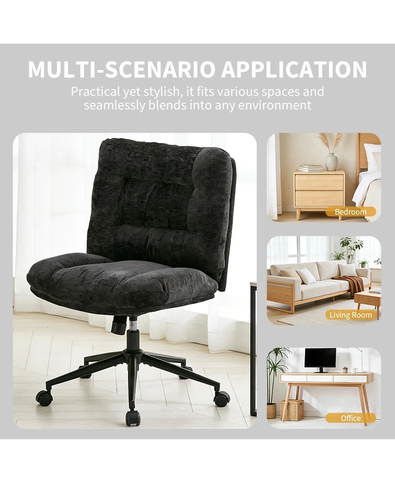 gaomon Pu Leather Double Thick Cushion Ergonomic Office Chair, Wide Seat, 360 Degree Swivel, Height Adjustable, Armless, with Wheels