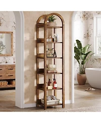 Slickblue 71 Inch Tall Narrow Bookshelf with 6 Tier Arched Shelves