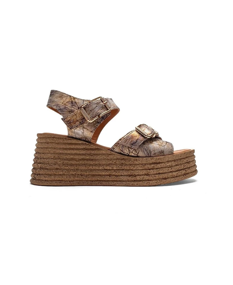 Forever & Always Shoes Women's Mirette Leather Platform Sandal