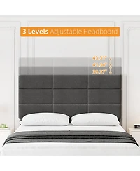 homfan Linen Upholstered Platform Bed Frame with Adjustable Headboard, Wood Slat Support, Quiet Design