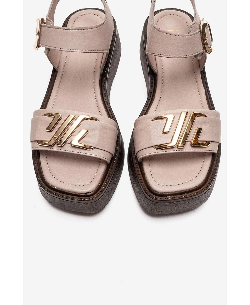Forever & Always Shoes Women's Lone Leather Platform Sandal