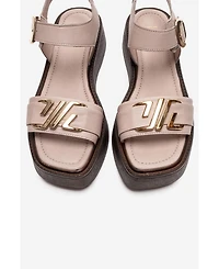 Forever & Always Shoes Women's Lone Leather Platform Sandal