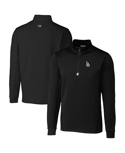 Cutter & Buck Men's Black Los Angeles Dodgers Big Tall Traverse Stretch Quarter-Zip Pullover Sweatshirt