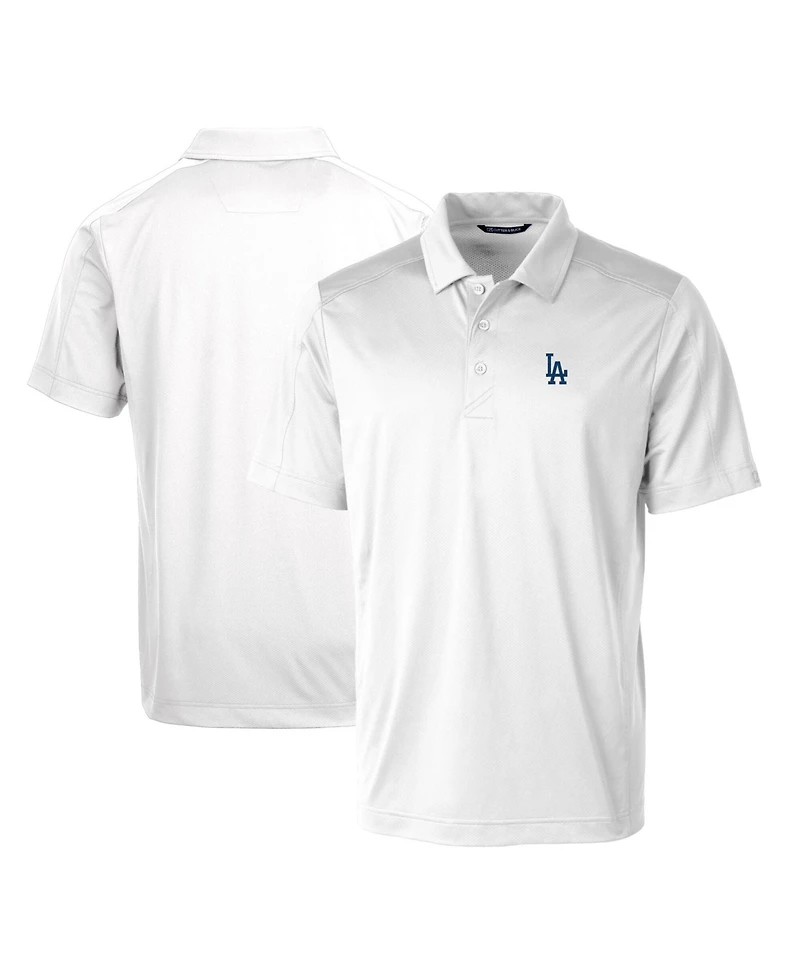 Cutter & Buck Men's White Los Angeles Dodgers Prospect Textured Stretch Big & Tall Polo Shirt