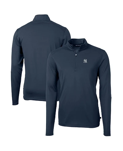 Cutter & Buck Men's Navy New York Yankees Virtue Eco Pique Quarter-Zip Pullover Sweatshirt