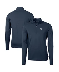 Cutter & Buck Men's Navy New York Yankees Virtue Eco Pique Quarter-Zip Pullover Sweatshirt