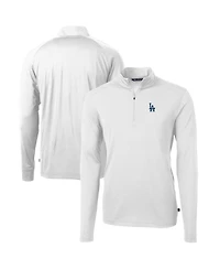 Cutter & Buck Men's White Los Angeles Dodgers Virtue Eco Pique Quarter-Zip Pullover Sweatshirt