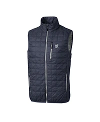 Cutter & Buck Men's Heathered Navy New York Yankees Big & Tall Rainier Full-Zip Puffer Vest