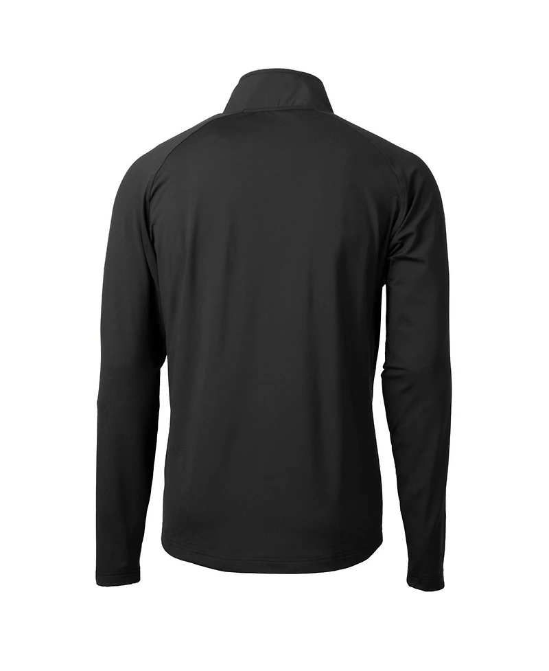 Cutter & Buck Men's Black Detroit Lions Adapt Eco Knit Hybrid Quarter-Zip Throwback Pullover Sweatshirt