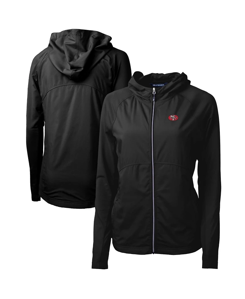 Cutter & Buck Women's Black San Francisco 49ers Throwback Logo Adapt Eco Knit Hybrid Full-Zip Hoodie