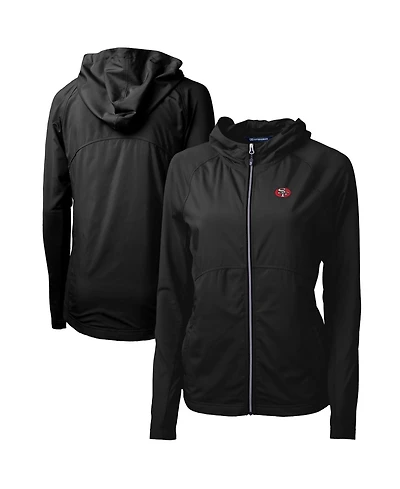 Cutter & Buck Women's Black San Francisco 49ers Throwback Logo Adapt Eco Knit Hybrid Full-Zip Hoodie