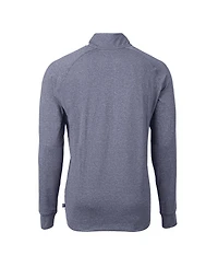 Cutter & Buck Men's Heather Navy New York Yankees Americana Logo Big & Tall Adapt Eco Knit Stretch Quarter-Zip Pullover Sweatshirt