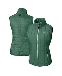 Cutter & Buck Women's Heather Green Philadelphia Eagles Gridiron Classics Logo Rainier PrimaLoft Eco Insulated Full-Zip Puffer Vest