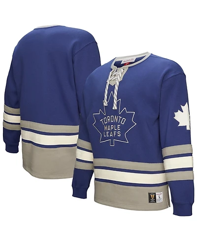 Mitchell & Ness Men's Blue Toronto Maple Leaf Heritage Lace-Up Pullover Sweatshirt