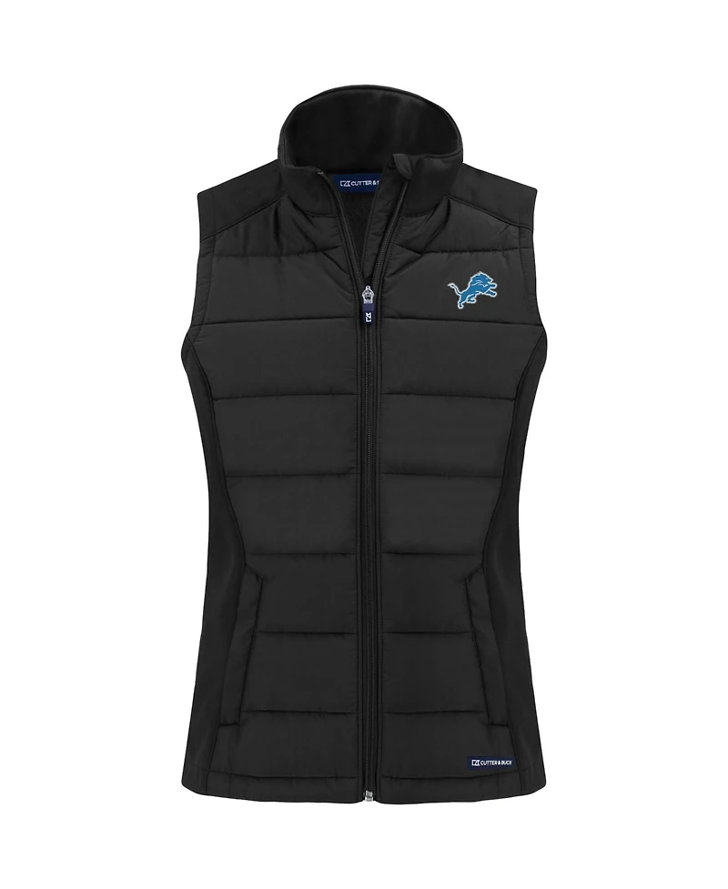 Cutter & Buck Women's Black Detroit Lions Primary Mark Evoke PrimaLoft Hybrid Eco Softshell Full-Zip Vest