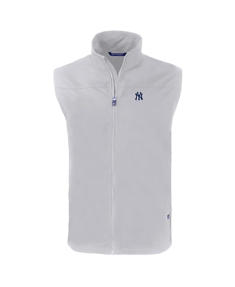 Cutter & Buck Men's Gray New York Yankees Big Tall Charter Eco Full-Zip Vest