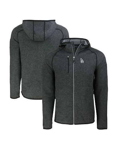 Cutter & Buck Men's Heather Charcoal Los Angeles Dodgers Mainsail Full-Zip Hooded Jacket