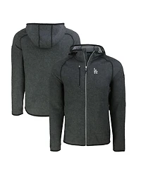 Cutter & Buck Men's Heather Charcoal Los Angeles Dodgers Mainsail Full-Zip Hooded Jacket