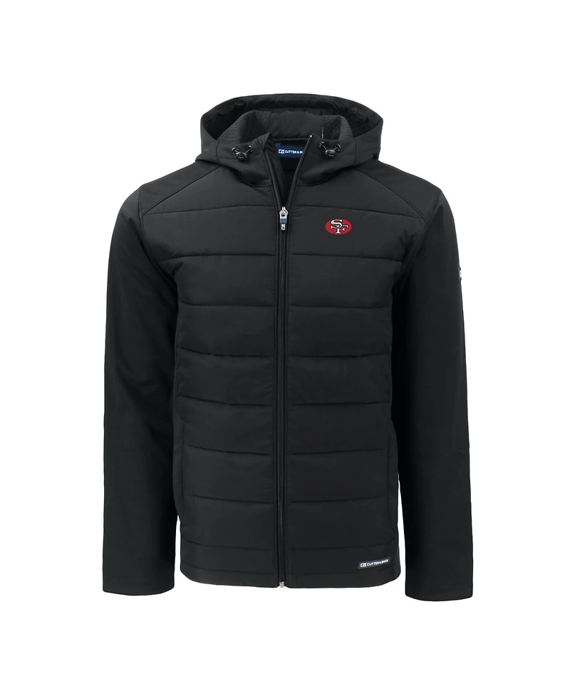 Cutter & Buck Men's Black San Francisco 49ers Throwback Evoke Hybrid Eco Softshell Full-Zip Hoodie Jacket