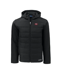 Cutter & Buck Men's Black San Francisco 49ers Throwback Evoke Hybrid Eco Softshell Full-Zip Hoodie Jacket