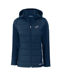 Cutter & Buck Women's Navy Los Angeles Dodgers Evoke Hybrid Eco Softshell Full-Zip Hoodie Jacket