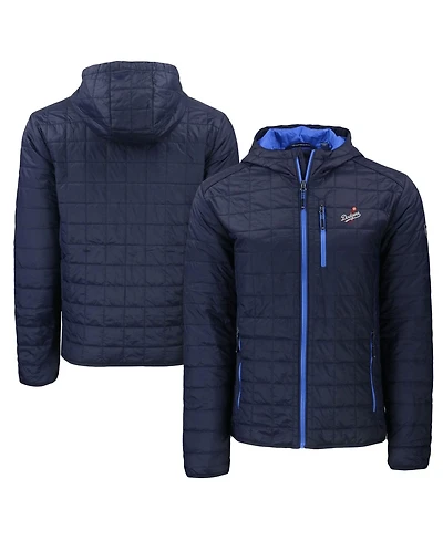 Cutter & Buck Men's Navy Los Angeles Dodgers Cooperstown Collection Rainier PrimaLoft Eco Full-Zip Hooded Jacket