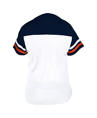 Fanatics Women's Profile White/Navy Detroit Tigers Plus Two-Stripe V-Neck T-Shirt