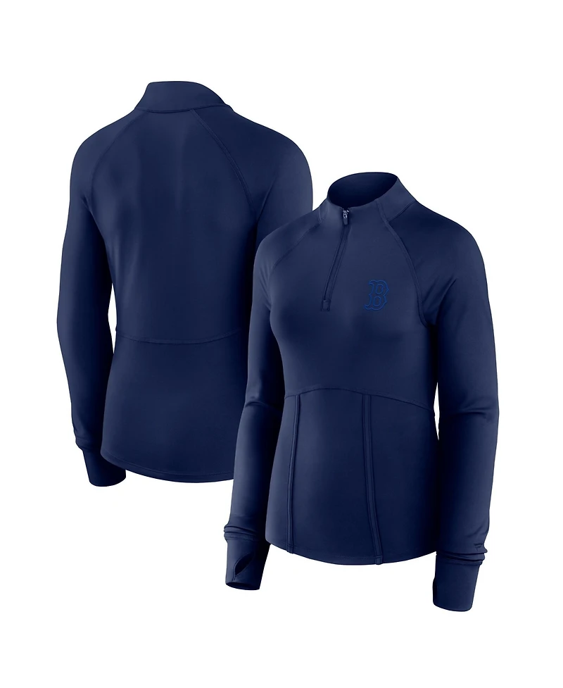 Fanatics Women's Navy Boston Red Sox Elements Raglan Tri-Blend Quarter-Zip Sweatshirt