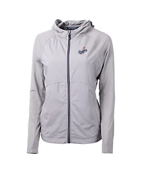 Cutter & Buck Women's Gray Los Angeles Dodgers Adapt Eco Knit Hybrid Full-Zip Hoodie