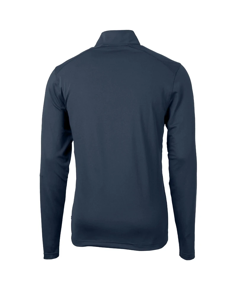 Cutter & Buck Men's Navy New York Yankees Big & Tall Virtue Eco Pique Quarter-Zip Jacket