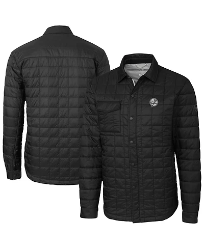Cutter & Buck Men's Black New York Yankees Rainier PrimaLoft Eco Insulated Quilted Full-Zip Shirt Jacket