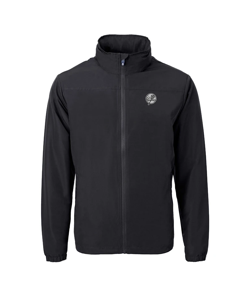 Cutter & Buck Men's Black New York Yankees Charter Eco Full-Zip Hoodie Jacket