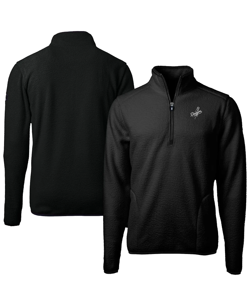 Cutter & Buck Men's Black Los Angeles Dodgers Cascade Eco Fleece Quarter-Zip Jacket