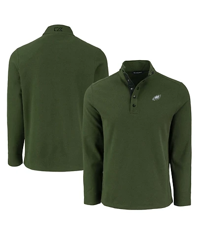 Cutter & Buck Men's Green Philadelphia Eagles Hunts Point Eco Textured Fleece Half-Snap Sweatshirt