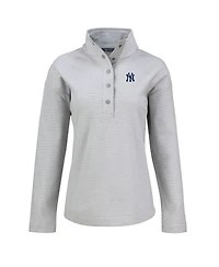 Cutter & Buck Women's Gray New York Yankees Hunts Point Eco Half-Snap Jacket