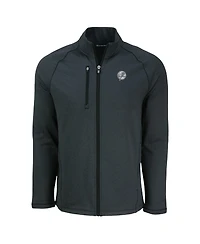 Cutter & Buck Men's Heather Black New York Yankees Peshastin Eco Fleece Raglan Full-Zip Jacket