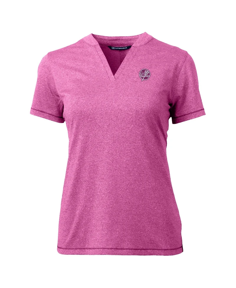 Cutter & Buck Women's Light Pink New York Yankees Forge Heathered Stretch Blade Top