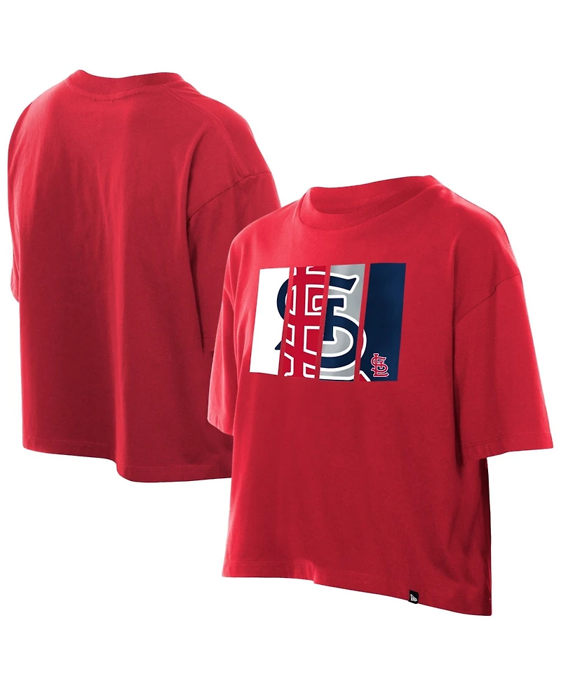 New Era Women's Red St. Louis Cardinals Boxy Foil Logo T-Shirt