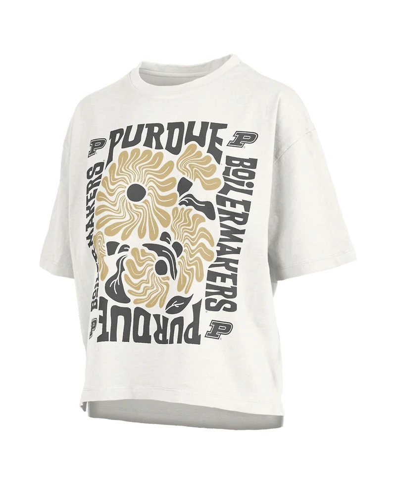 Pressbox Women's White Purdue Boilermakers Elena Oversized Slub T-Shirt