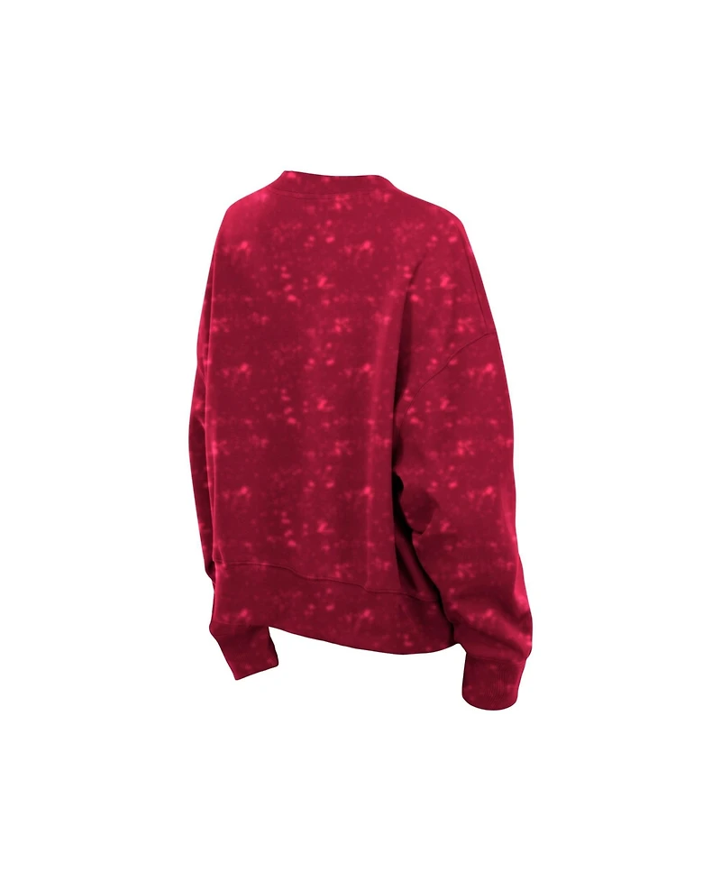 New Era Women's Wine Cleveland Cavaliers Throwback Collection Mineral Wash Crewneck Sweatshirt