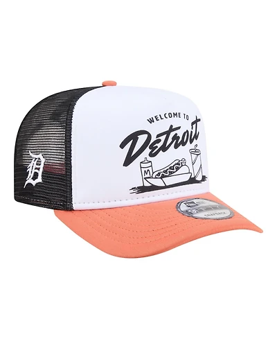 New Era Men's White/Orange Detroit Tigers Foodie A-Frame 9FIFTY Trucker Snapback Hat