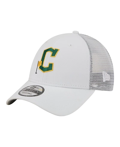 New Era Men's White Cleveland Guardians Flag 9FORTY Trucker Adjustable Hat
