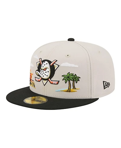 New Era Men's Tan/Black Anaheim Ducks Localized City Icon 59FIFTY Fitted Hat