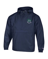 Champion Men's Navy Notre Dame Fighting Irish Packable Hooded Windbreaker Half-Zip Jacket