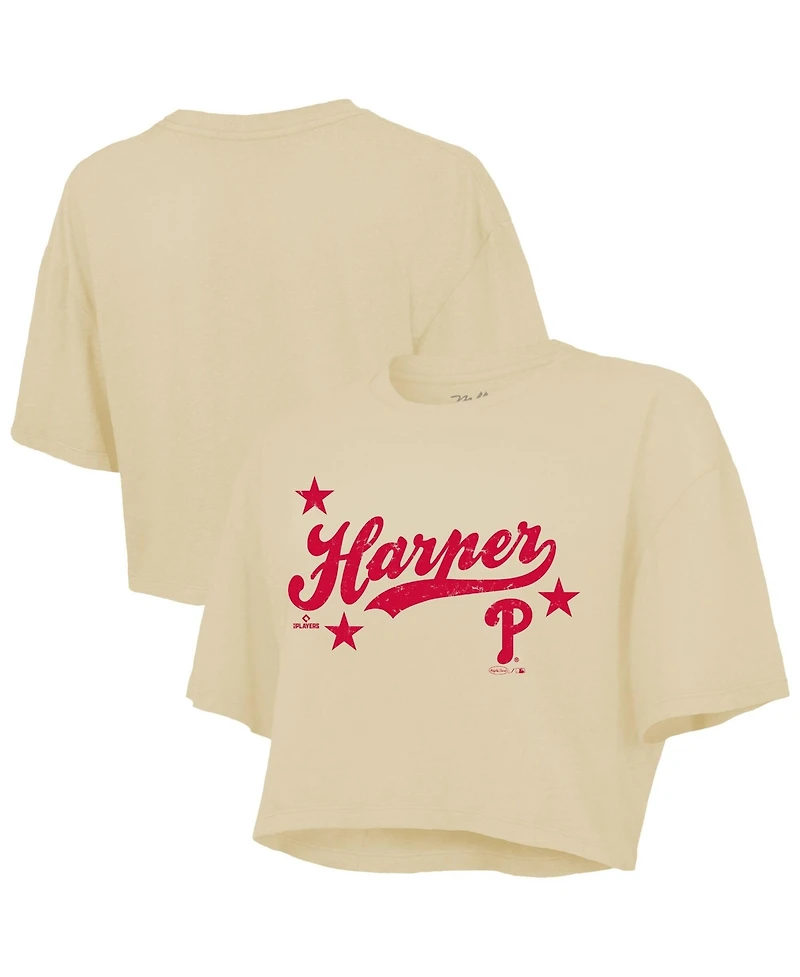 Majestic Threads Women's Bryce Harper Cream Philadelphia Phillies Boxy Crop Top