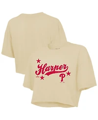 Majestic Threads Women's Bryce Harper Cream Philadelphia Phillies Boxy Crop Top
