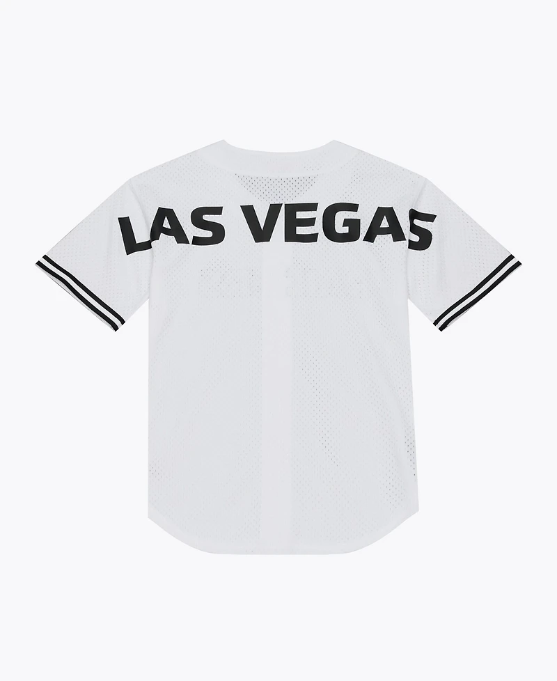 Mitchell & Ness Men's White Las Vegas Raiders Monochrome Mesh Full-Button Baseball Jersey